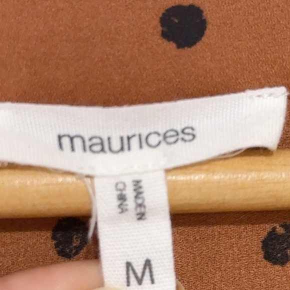 Maurices Women's Brown Black Atwood Tunic Polka Dot Blouse Size M - Picture 8 of 8
